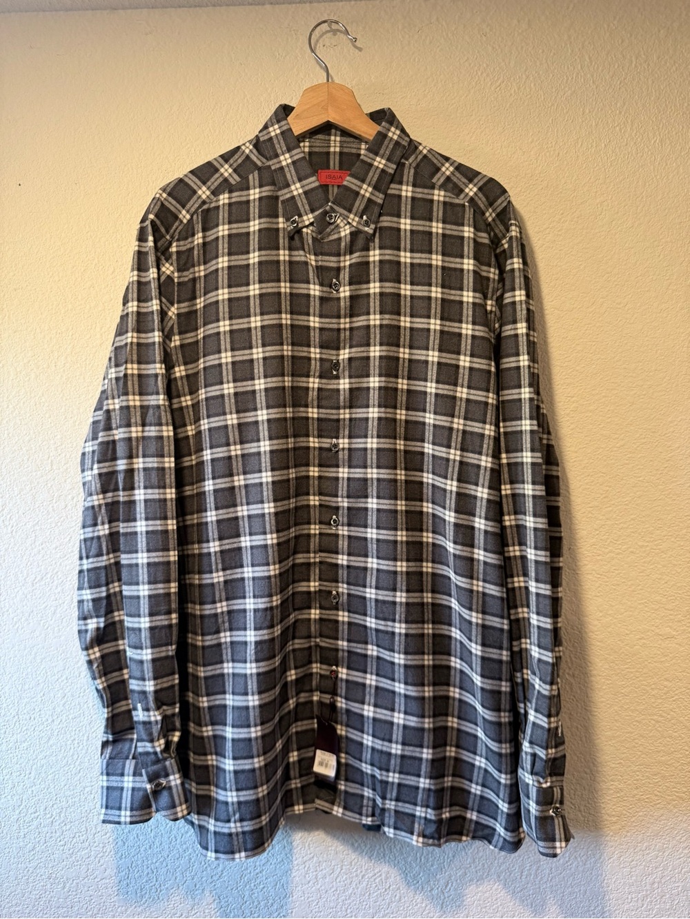 ISAIA Men's Black & White Plaid Button-Up Flannel Shirt